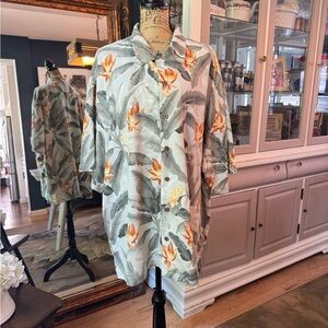Tommy Bahama Floral Shirt - Gray and Orange